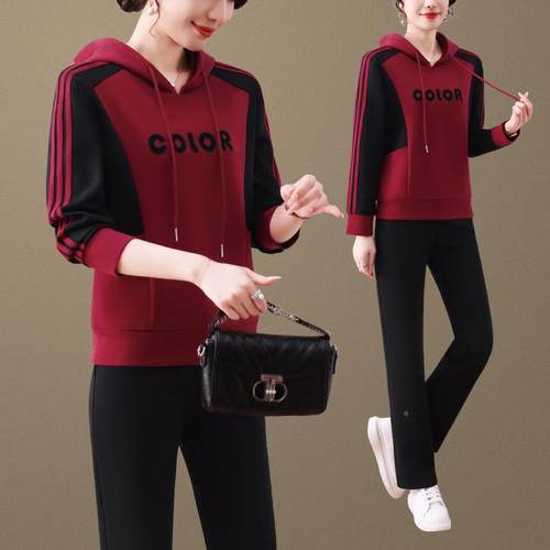 休闲969645运套装女春减秋新款服时尚洋气龄学生动小清新卫衣两件