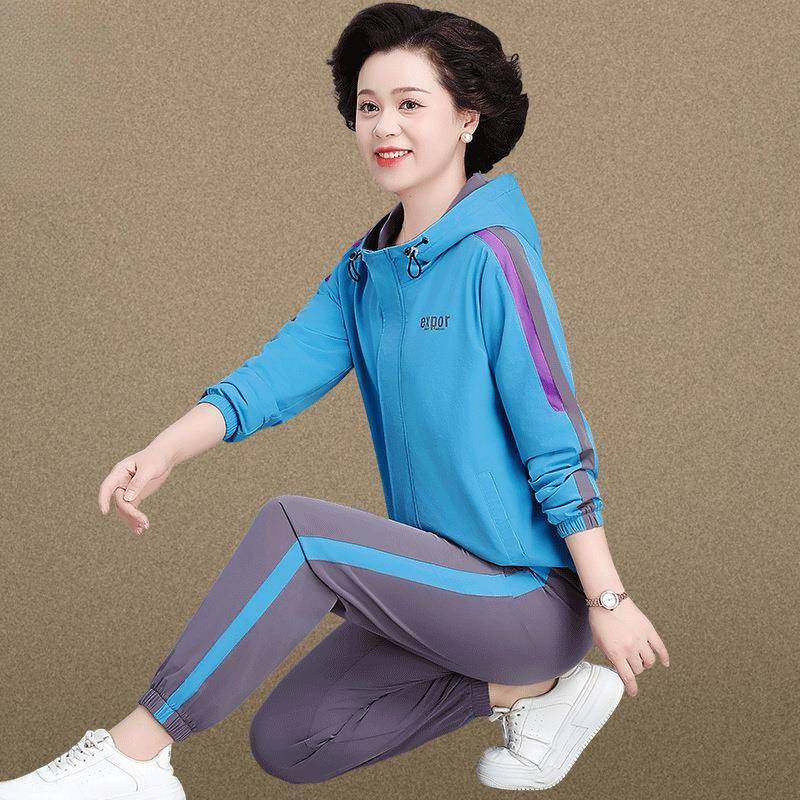 妈妈时秋装套尚洋气新款秋中老年女春外82389543季上衣休闲套装