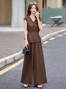 清纯系弛感松马阔甲套装件女夏季新款收腰腿裤级感气质ZLI26020两