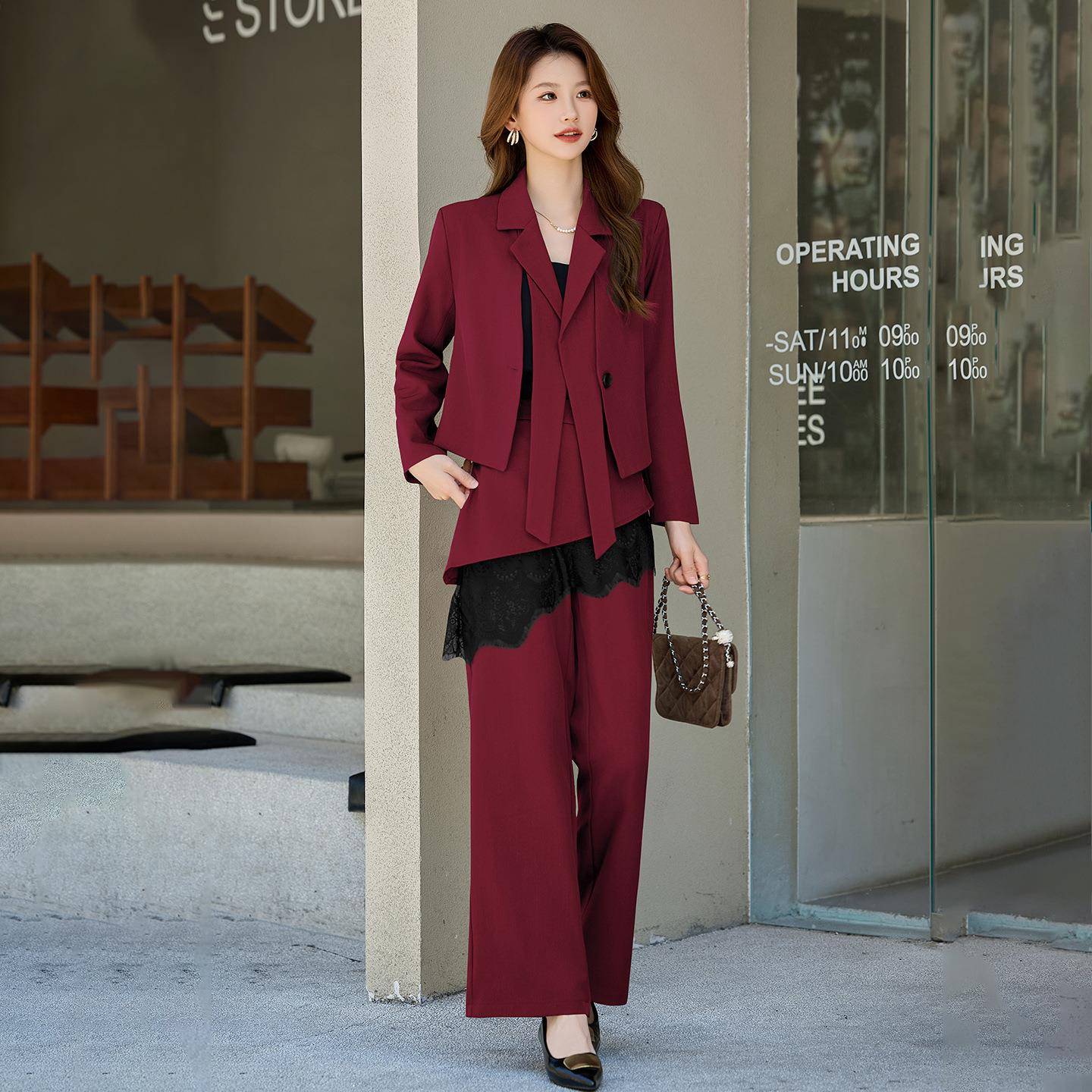 女装秋时尚休闲套装20裤2两5季新款高级设计感HM8269-0西服直筒件