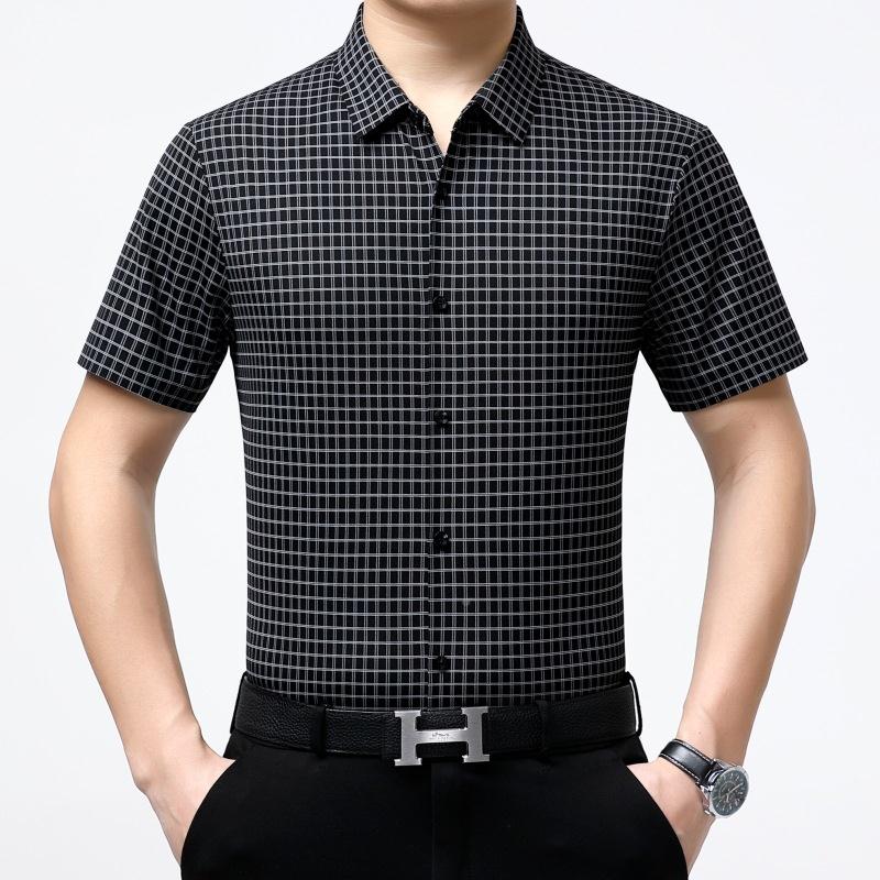 款新都夏季8215-B轻商务薄衫款桑蚕丝衬衫中年男士开时尚市翻领衬