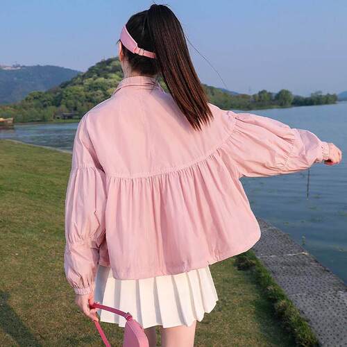 尚时髦ZBO1828气质防晒衣女薄夏新款款时设计宽松显瘦立领开衫外