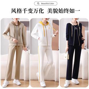 妈妈中春装套新连87671147帽款卫衣外套老年女士春秋三件套休闲运