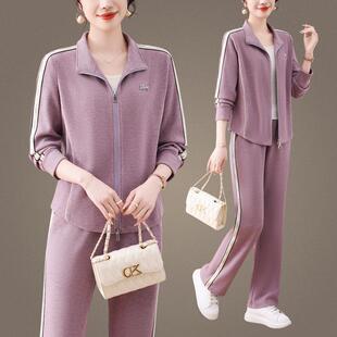 时尚连帽套女87739723闲秋季新款减龄开衫春卫衣休长装裤两件套