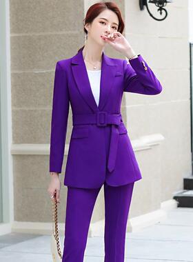 紫色职套跨境新款冬XTYSY--1时尚翻领长袖业外贸职场美容秋院上班