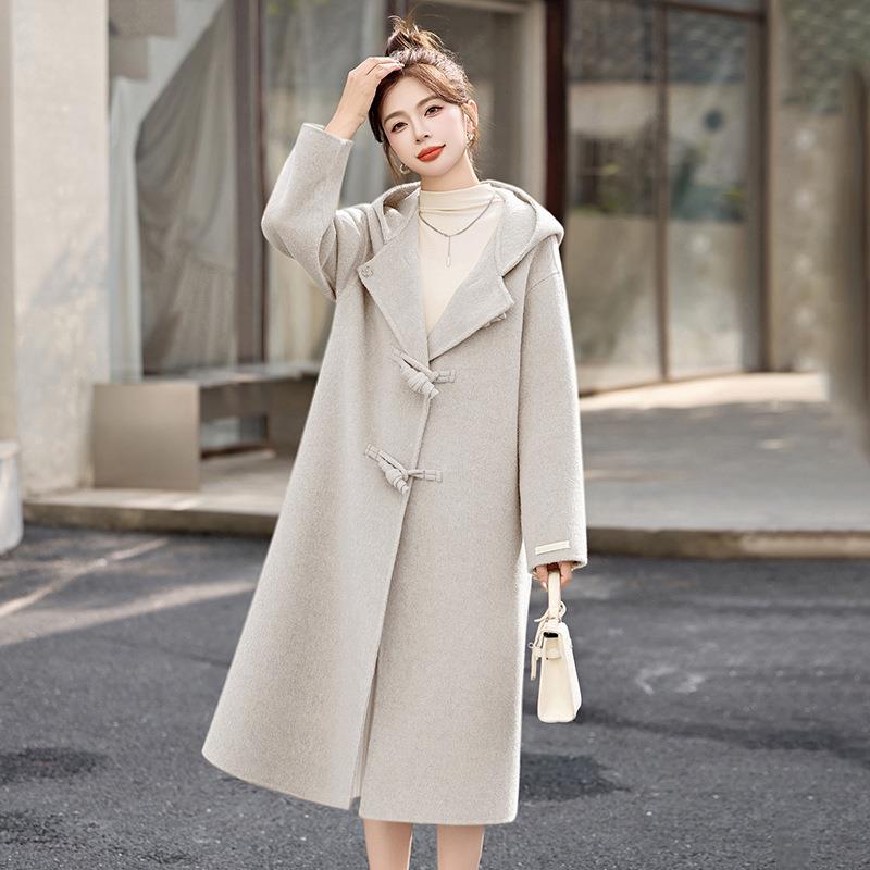 中长款ZBAN2812羊毛呢冬外套年季款新高码级感轻奢女装大连帽呢子