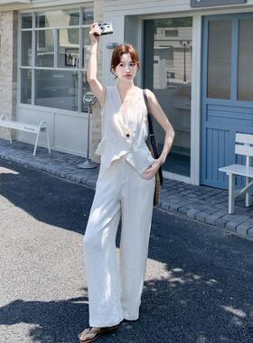 装今年流行爆款女巨好看超火装减龄夏一C501-261整套套白色马甲阔