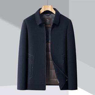 胆拆卸羽绒内羊毛呢子爸爸翻可领 短款 冬季 双面呢羊2505绒大衣男装