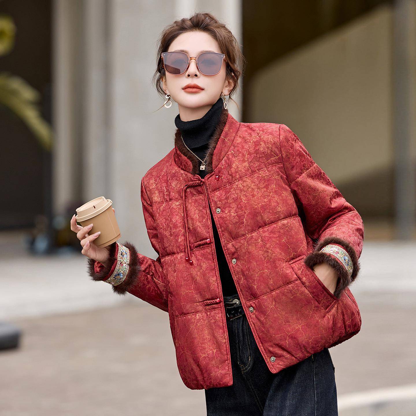 22中5暖冬新款新式毛毛拼DL2650-1接填充绵羊毛时尚保0女式棉衣外