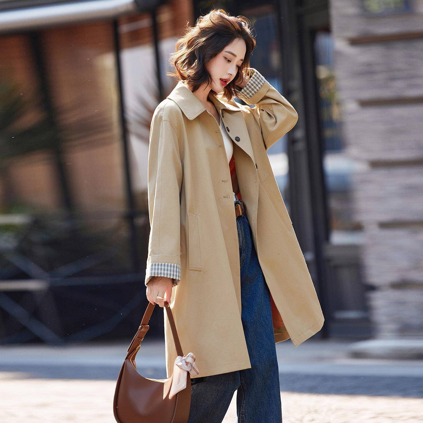 码休闲ZMA55051风款衣外套女色大胖秋季新韩系早秋减龄百搭卡其上