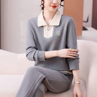 中年妈春春装翻领卫衣新中老年妈87709986运动服套装女款秋两件套