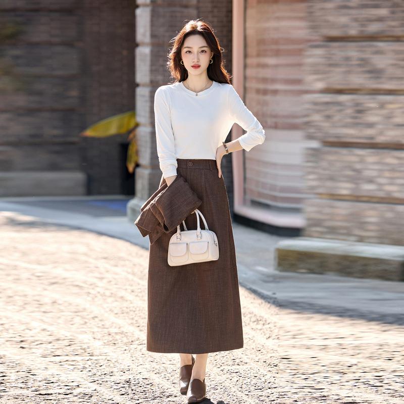 慵风条披套装裙女秋季新款气质休ZHAN681龄闲减马纹甲半懒身裙四