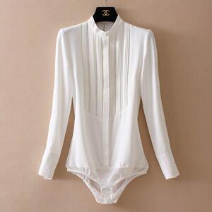 职业通勤女士衬衣2023春秋新款韩版时尚百搭长袖连体衬衫雪纺上衣