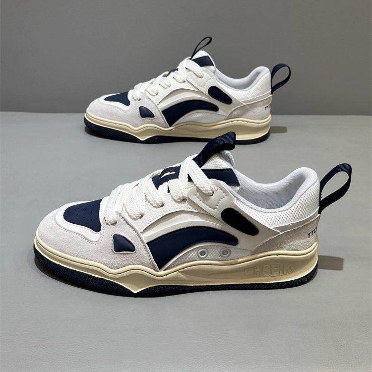 小白鞋男款2025春季新款休闲鞋透气皮面男士低帮板鞋平底运动鞋男