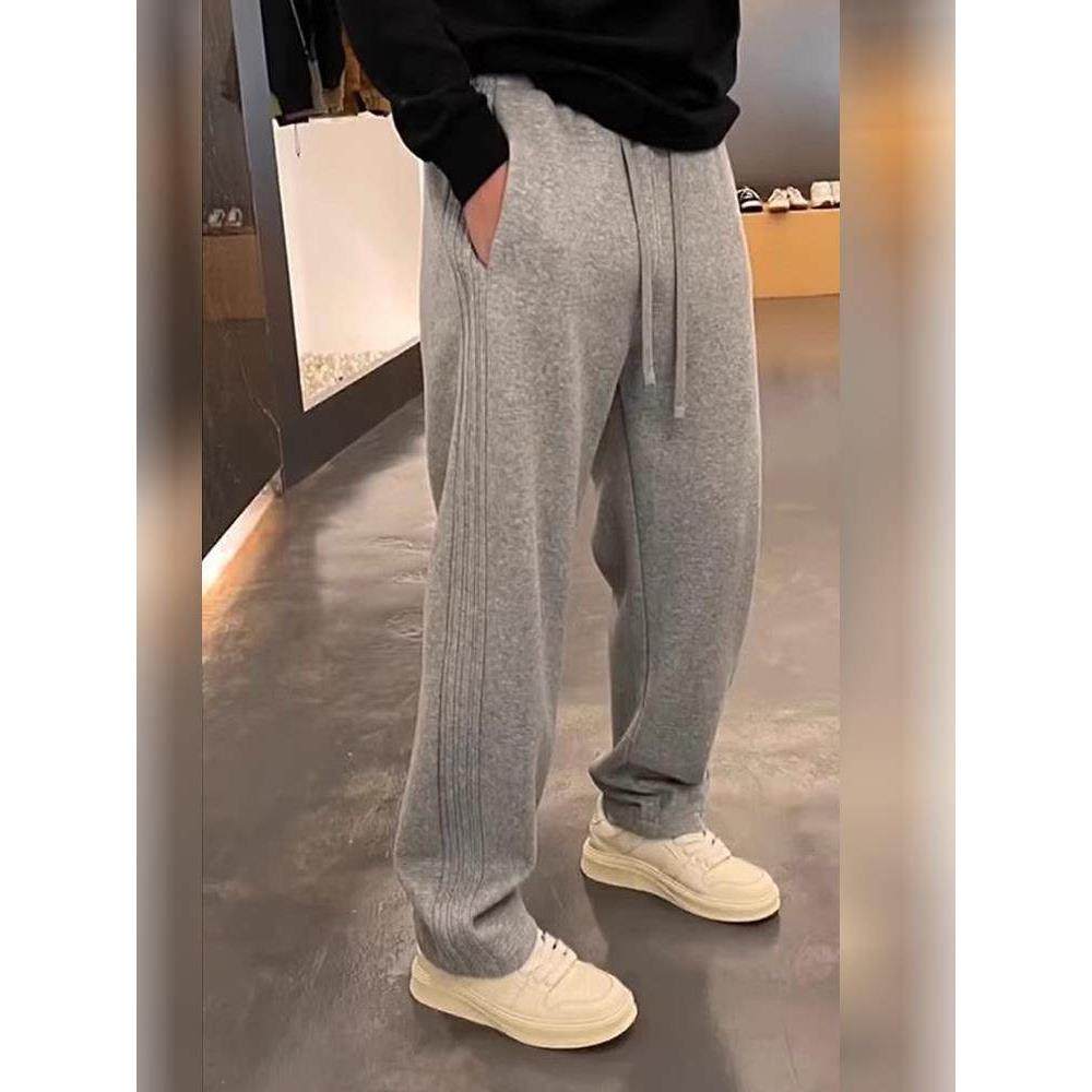 MAROLIO~直筒弯刀休闲裤男女款宽松哈伦香蕉长裤纯色阔腿百搭卫裤