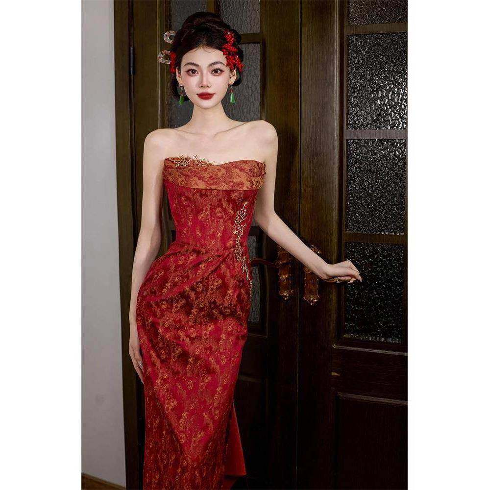 Ocnltiy新中式敬酒服新娘礼服高端覆古订婚宴会家庭优雅晚礼服女