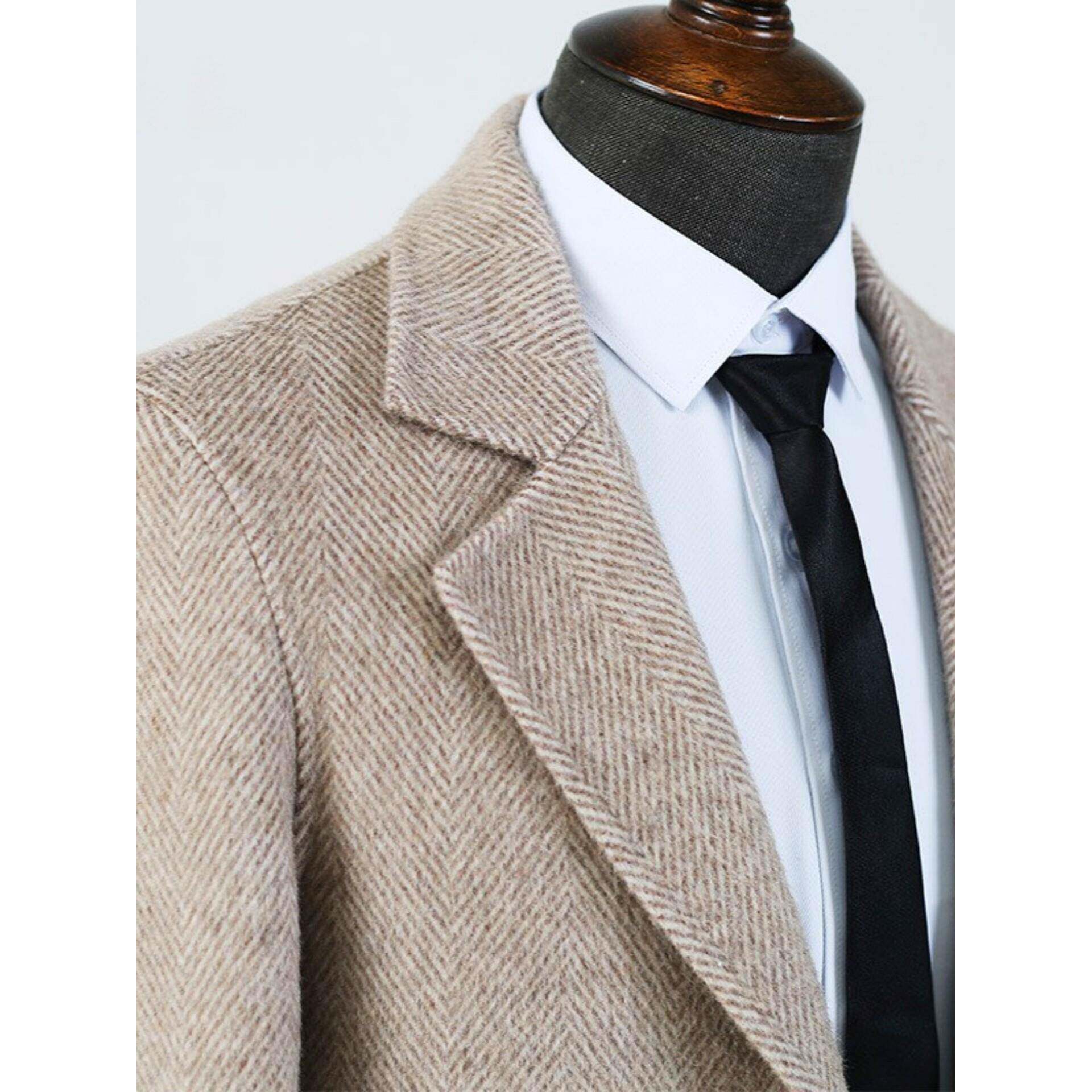 STIFER GENNE羊绒毛呢大衣男冬季中长款商务休闲西装风衣男士外套