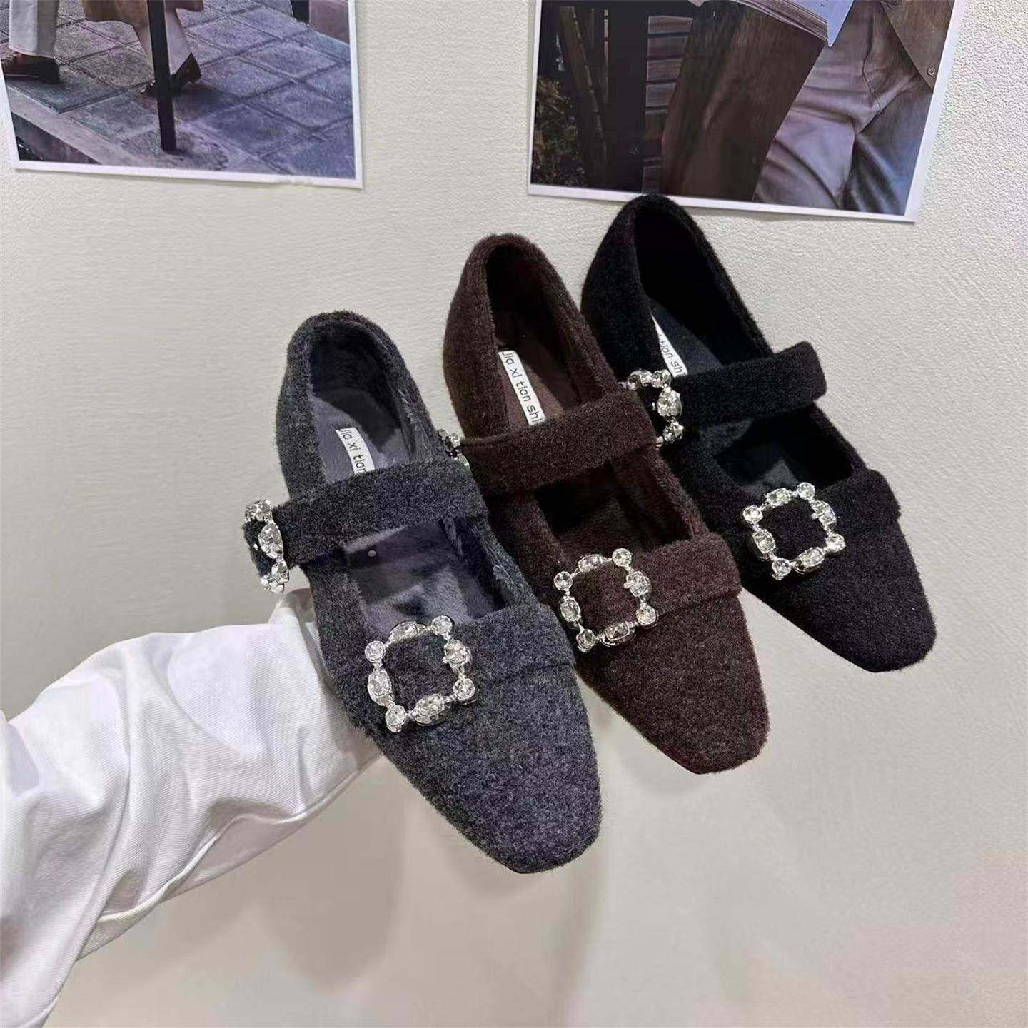 香港内增高方头水钻单鞋女鞋子2025年冬季加绒毛毛鞋玛丽珍晚晚鞋,女鞋,玛丽珍鞋,淘宝优惠券,粉丝福利购,淘宝优惠卷