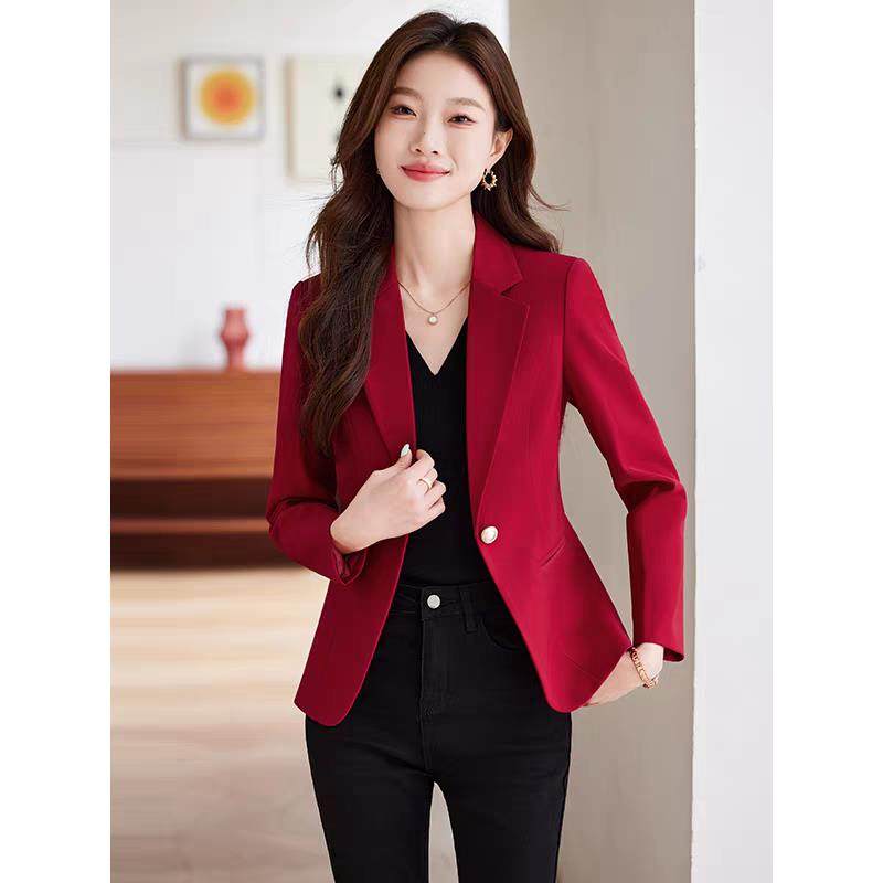 红色小西装外套女秋季新款时尚气质修身小个子高级感商务休闲西服