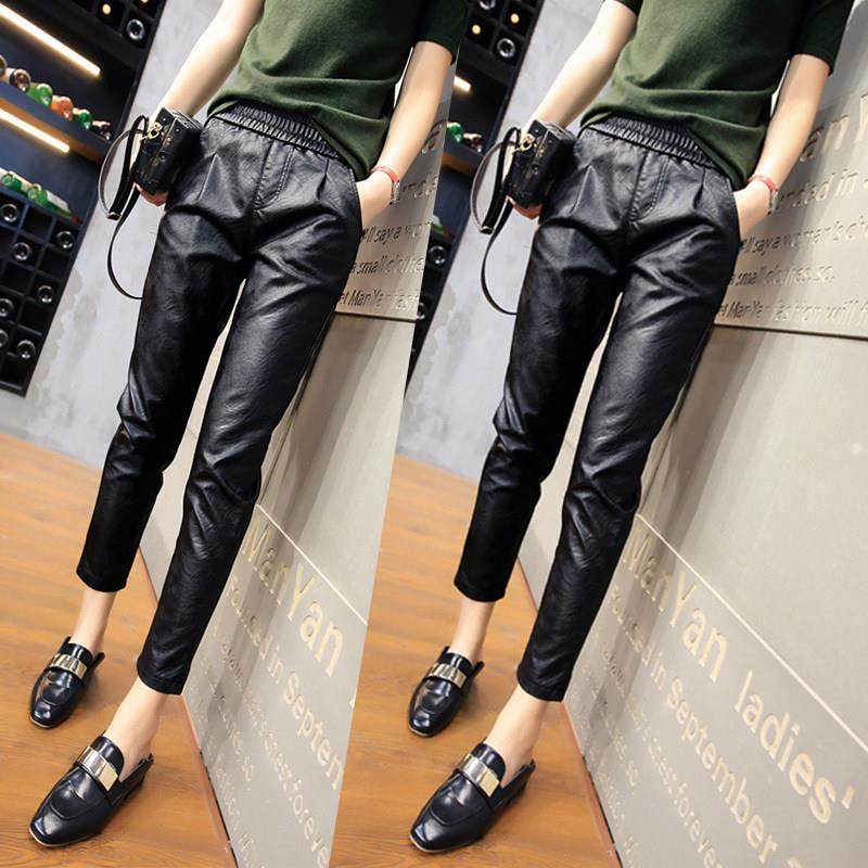 2025新款真皮时尚皮裤女中腰小脚裤秋冬百搭修身九分哈伦绵羊皮裤,女装/女士精品,休闲裤,淘宝优惠券,粉丝福利购,淘宝优惠卷