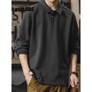 it neith BIAS长袖polo衫男高级感美式纯色打底衫t恤宽松大码卫衣