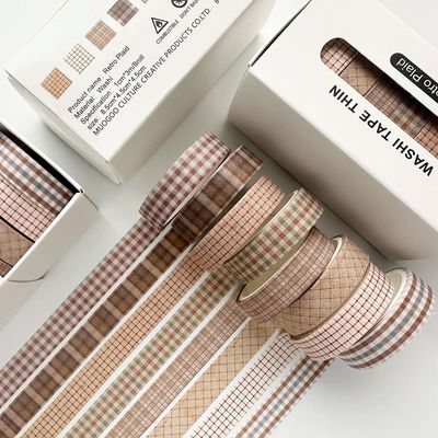 Retro Washi Tape Set 8 Rolls Skinny Vintage Decorative Adhes