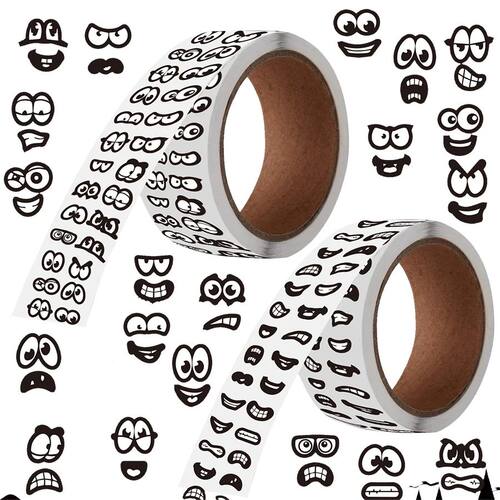 2000 PCS Mini Black Eyes and Mouth Stickers for Halloween DI