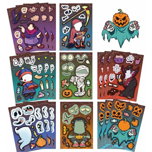 8/16/24Pcs Halloween Pumpkin Sticker Pack, Fun Cartoon DIY F