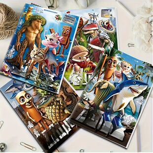 4pcs Drawing Coloring Book Set Italian Brainrot Animals Full