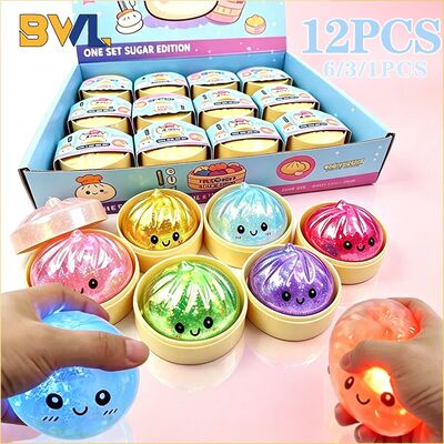 Glitter Glow Dumpling Squishy Stress Balls Colorful Fidget S