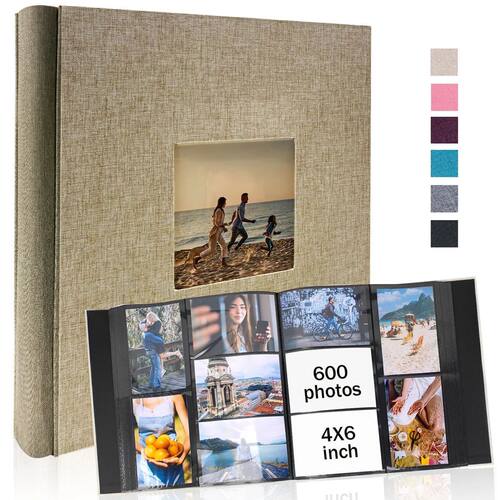 1 linen 4x6-600 pocket photo album with horizontal and verti
