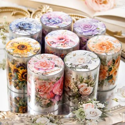 PET Washi Tape Flower Garden Series Decorative Tape Set Stic