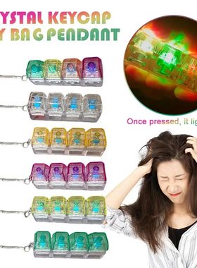 Keyboard Fidget Toys LED Crystal Keycap Keychain Stress Reli