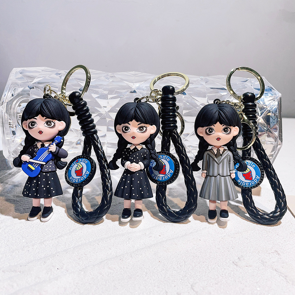 New Wednesday Adams 3D Silica Gel Keychain Cartoon Keyring G