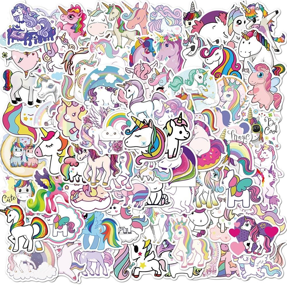 100Pcs Stickers for Unicorn Cartoon Animal Waterproof Cute