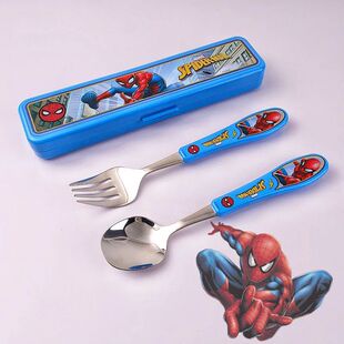 Cartoon 2pcs Spiderman Spoon Cross Tableware Superhero toy