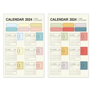 2sheets 2024 Calendar Stickers Kawaii Notebook Journal Index