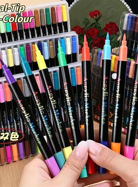 48-Color Dual-Tip Acrylic Pens Markers, Premium Acrylic Pain