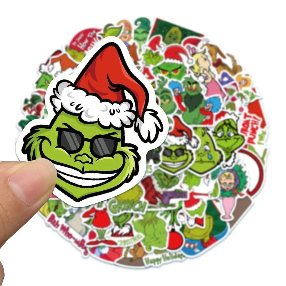 50pcs Green People Stickers Christmas Grinch Max Decal Kids