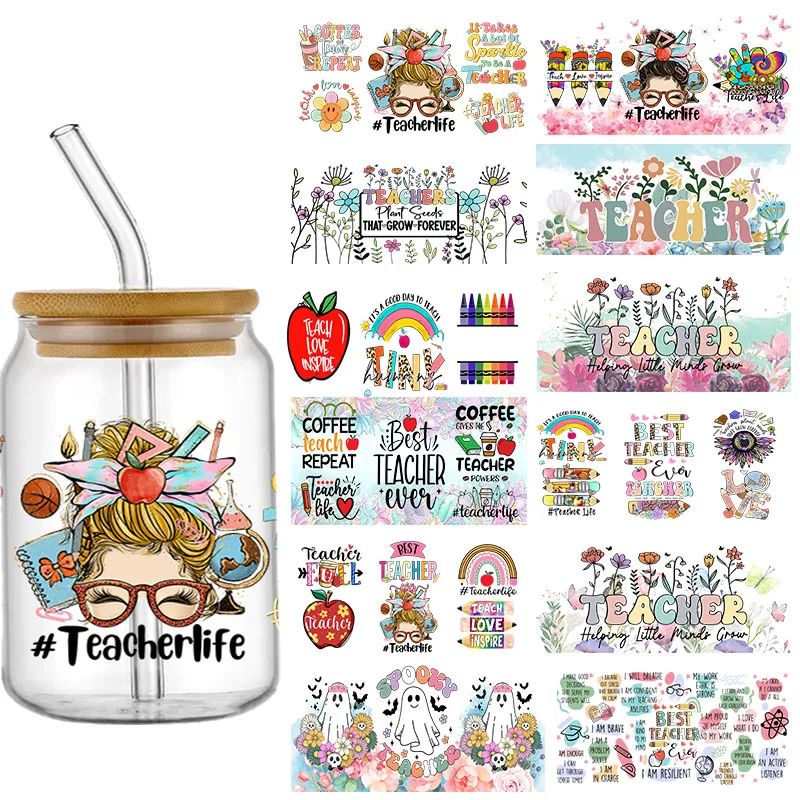 teachers day 16oz uv dtf cup wrap Transfer Sticker For  Libb