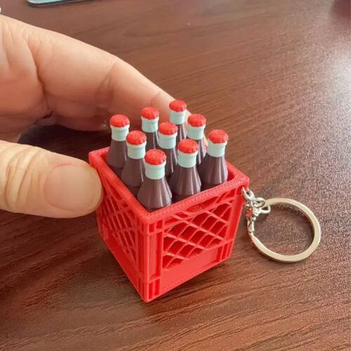 3D Printed Soda Crate Clicker Keychain Funny Plastic Drink C