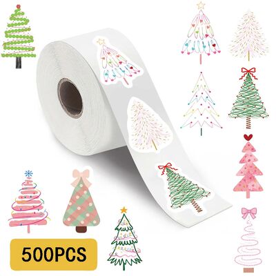 500PCS Christmas Tree Roll Sticker Catoon Laptop Phone Retro