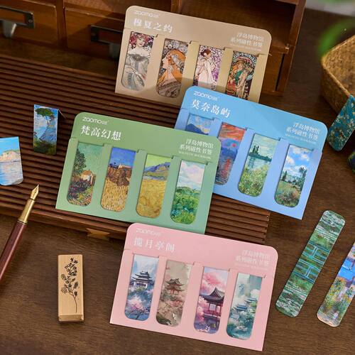 4 Pcs/set Magnetic Bookmark Museum Series Antique Art Page F