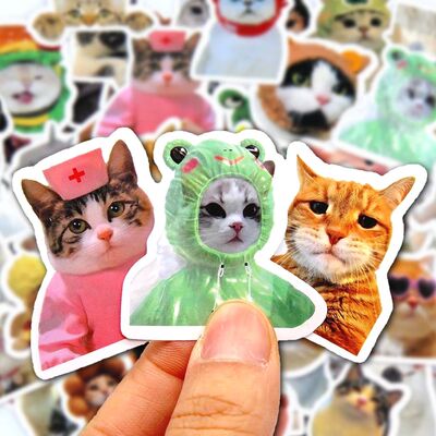50/100pcs Funny Cat Stickers Cartoon Cute Decals Toy Station