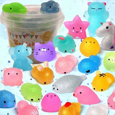 12/36PCS for Kids Mochi Animal Squishies Toys Glitter Mochi