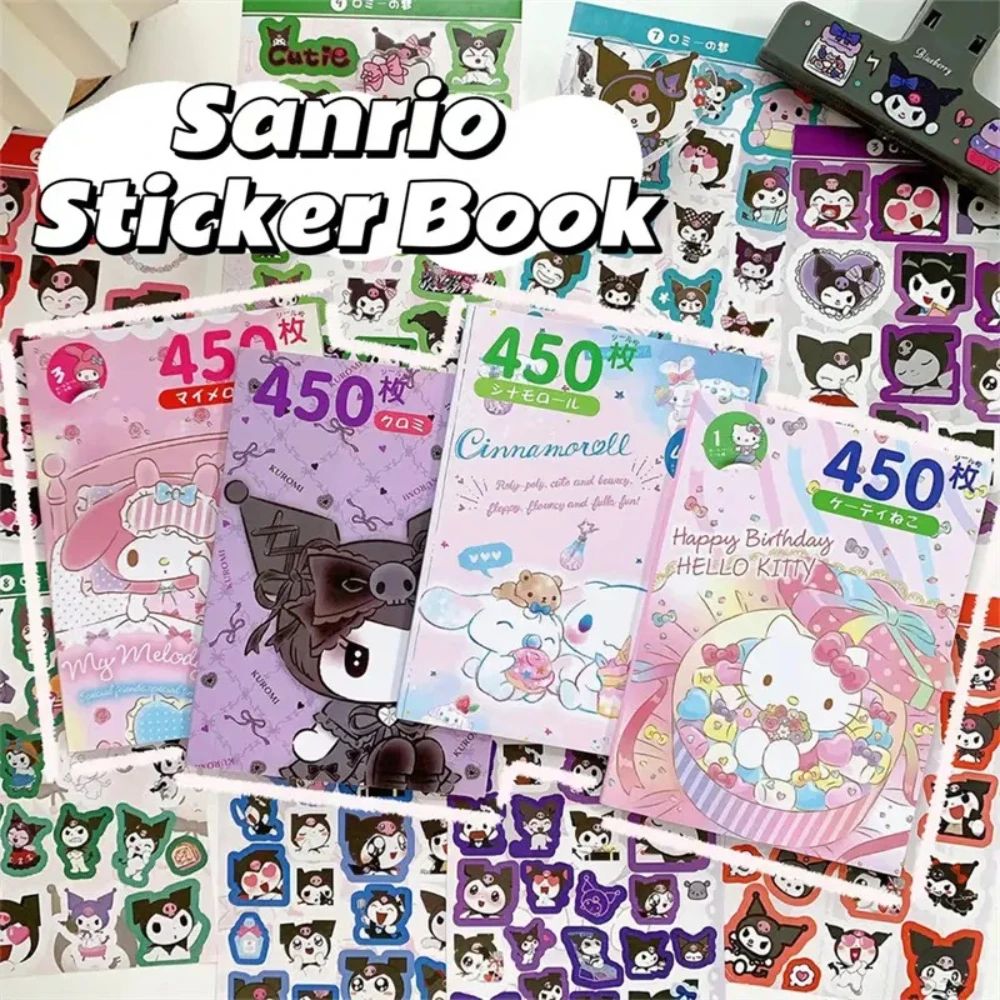 450PCS Sanrio Kuromi Melody Hello Kitty Stickers Book Goo Ca