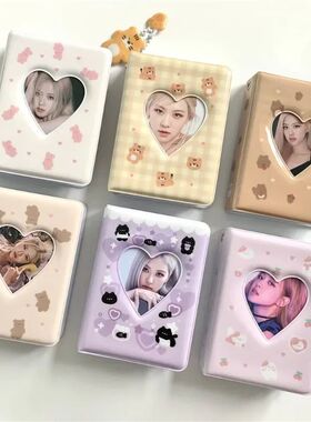 Cute Bear Photo Album 3 Inch Love Heart Hollow Picture Stora