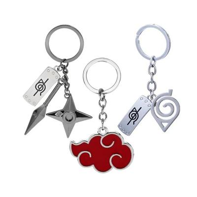 Anime Naruto Red Cloud Keychain Ninja Kunai Weapon Modle Key