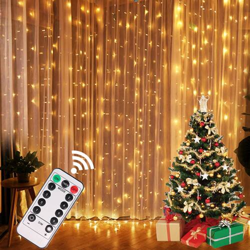 Christmas Lights Curtain Garland Merry Christmas Decor for H