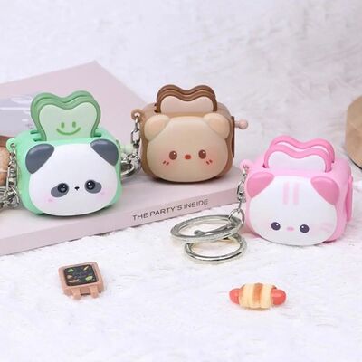 Cute Animal Toast Pop-Up Keychain, Kawaii Squeeze Toy, Bag C